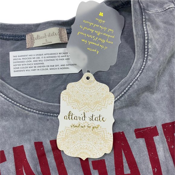Altar'd State Tank Top Womens Size L Tail Gate Football Vintage Gray Shirt - Picture 7 of 10